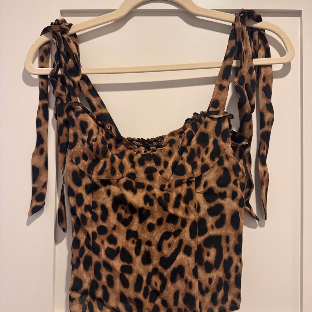 Reformation Brown Leopard Print Blouse